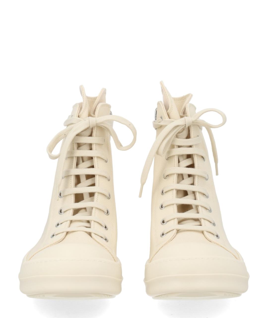 RICK OWENS DRKSHDW Белые текстильные высокие кроссовки / кеды, фото 3