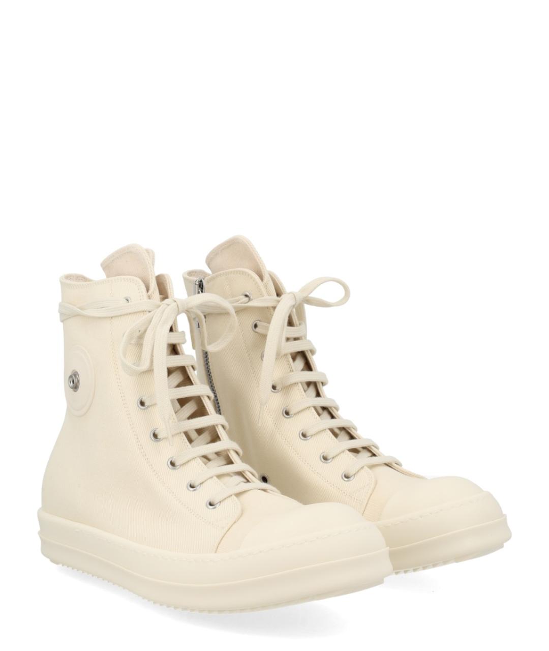 RICK OWENS DRKSHDW Белые текстильные высокие кроссовки / кеды, фото 2