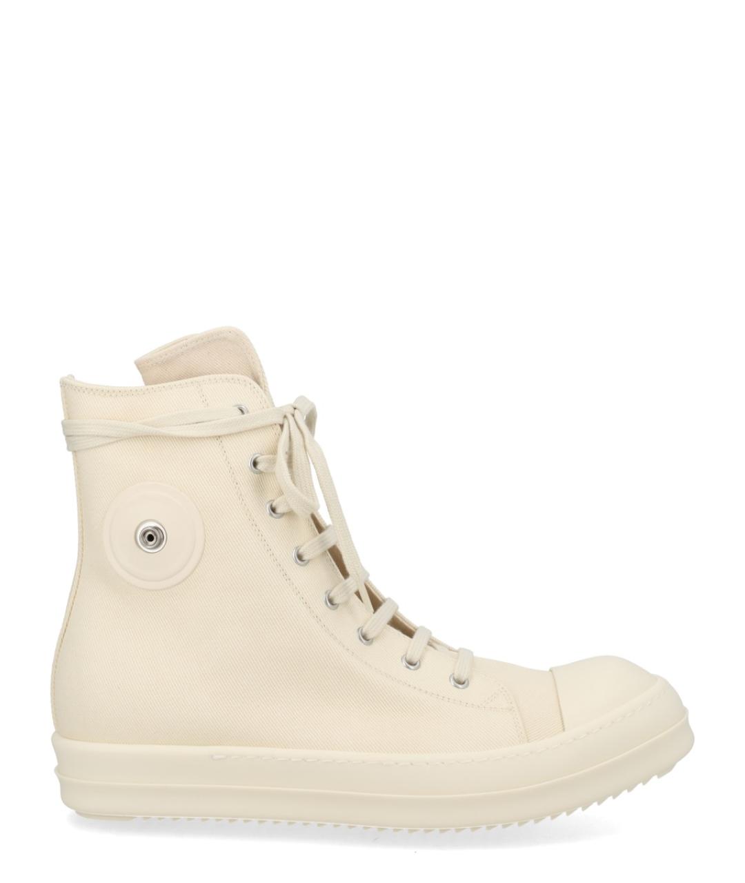 RICK OWENS DRKSHDW Белые текстильные высокие кроссовки / кеды, фото 1