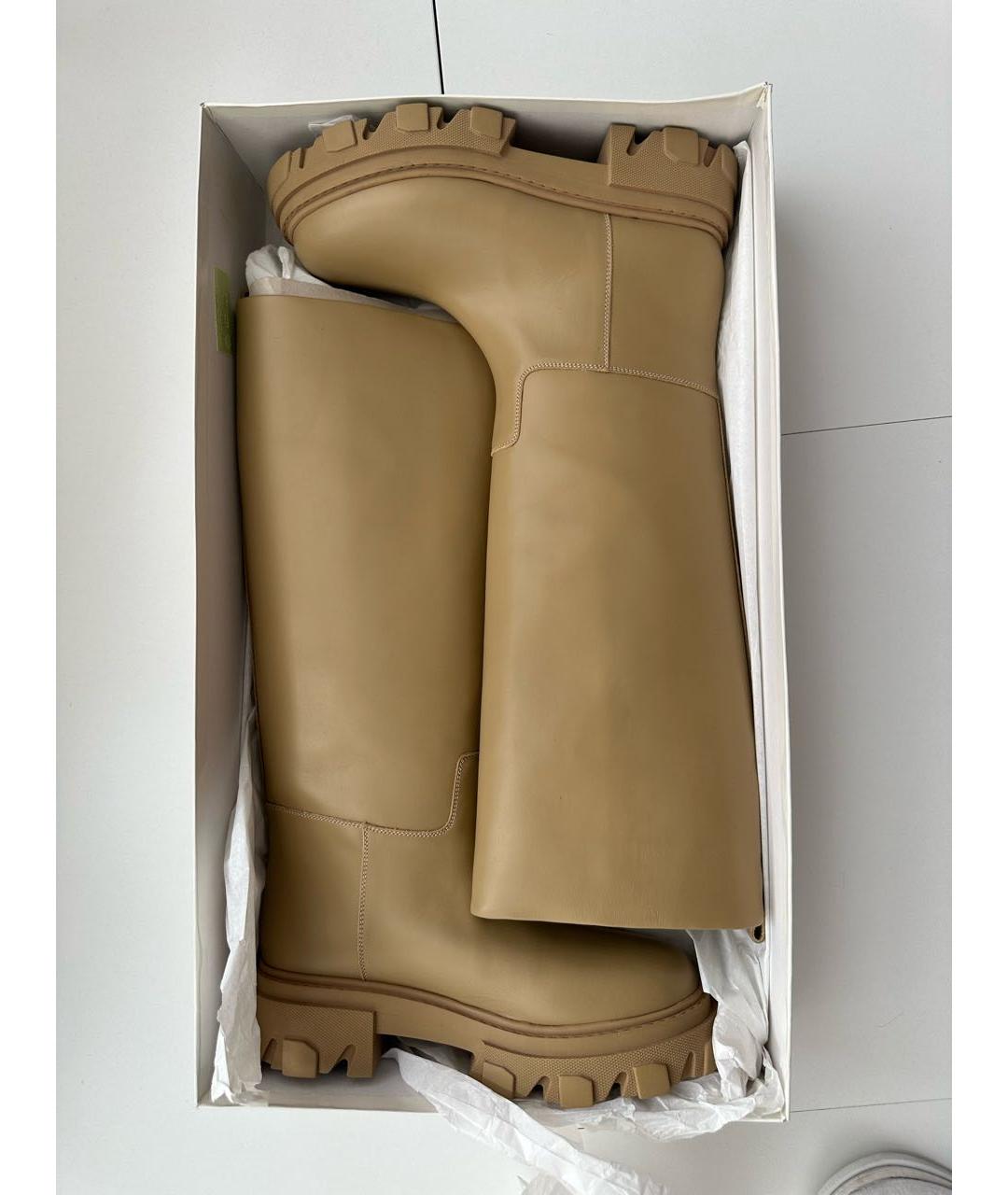GIA COUTURE Бежевые кожаные сапоги, фото 5