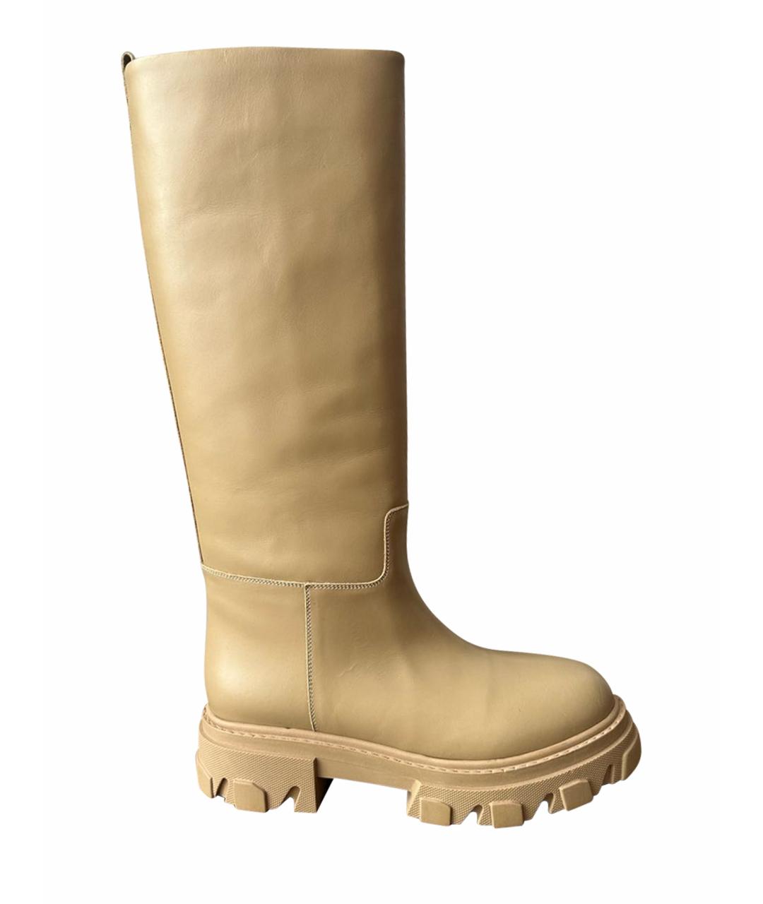 GIA COUTURE Бежевые кожаные сапоги, фото 1