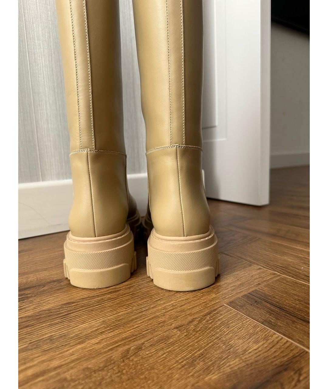 GIA COUTURE Бежевые кожаные сапоги, фото 4