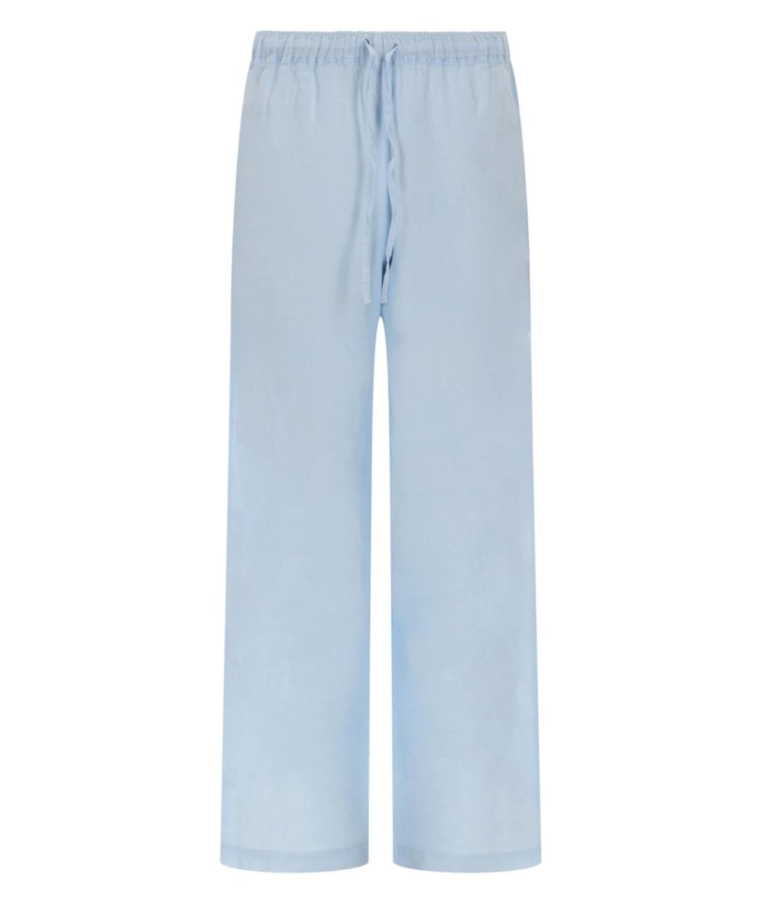 120% LINO Голубые льняные прямые брюки, фото 1
