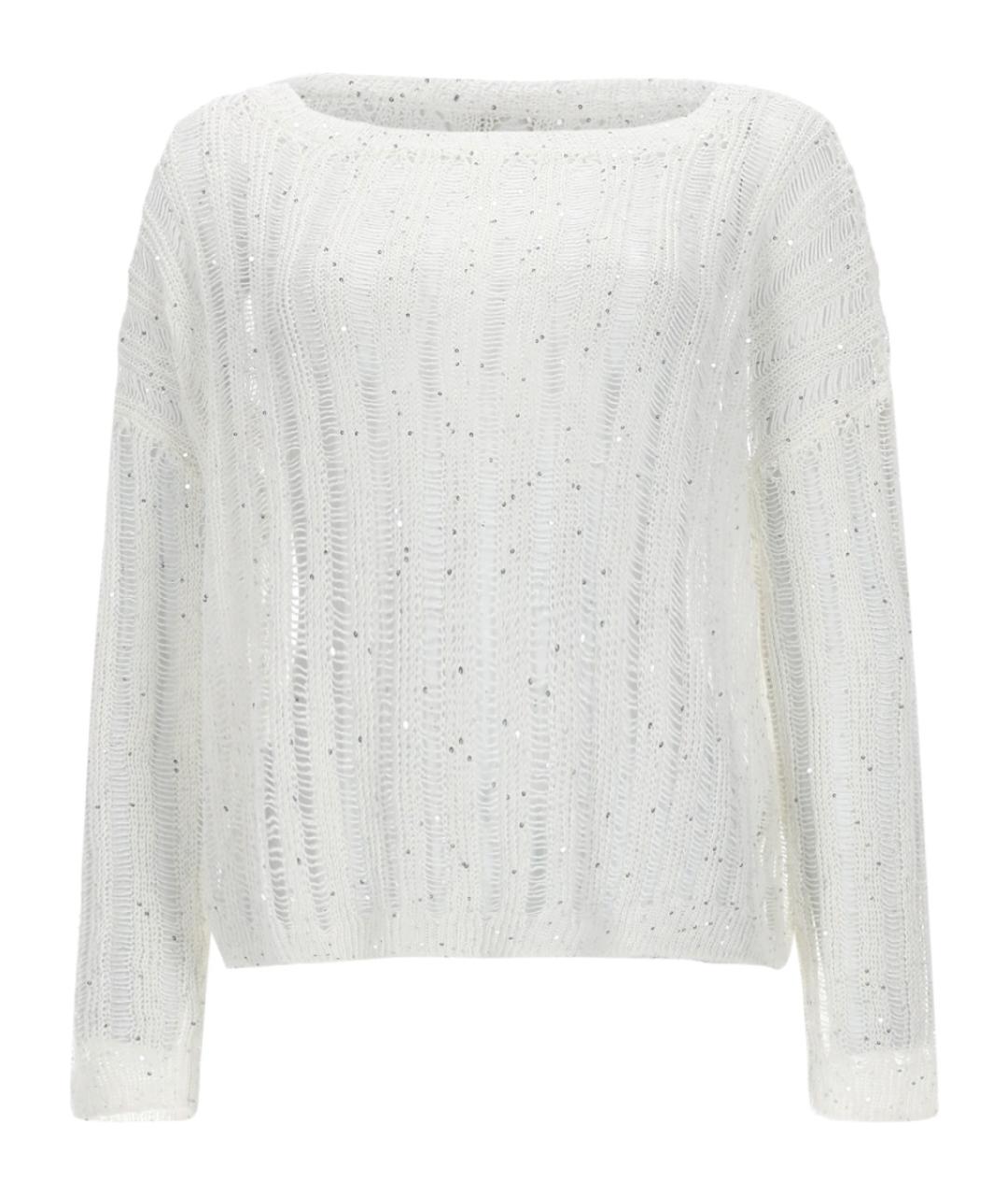 120% LINO Белый льняной джемпер / свитер, фото 1