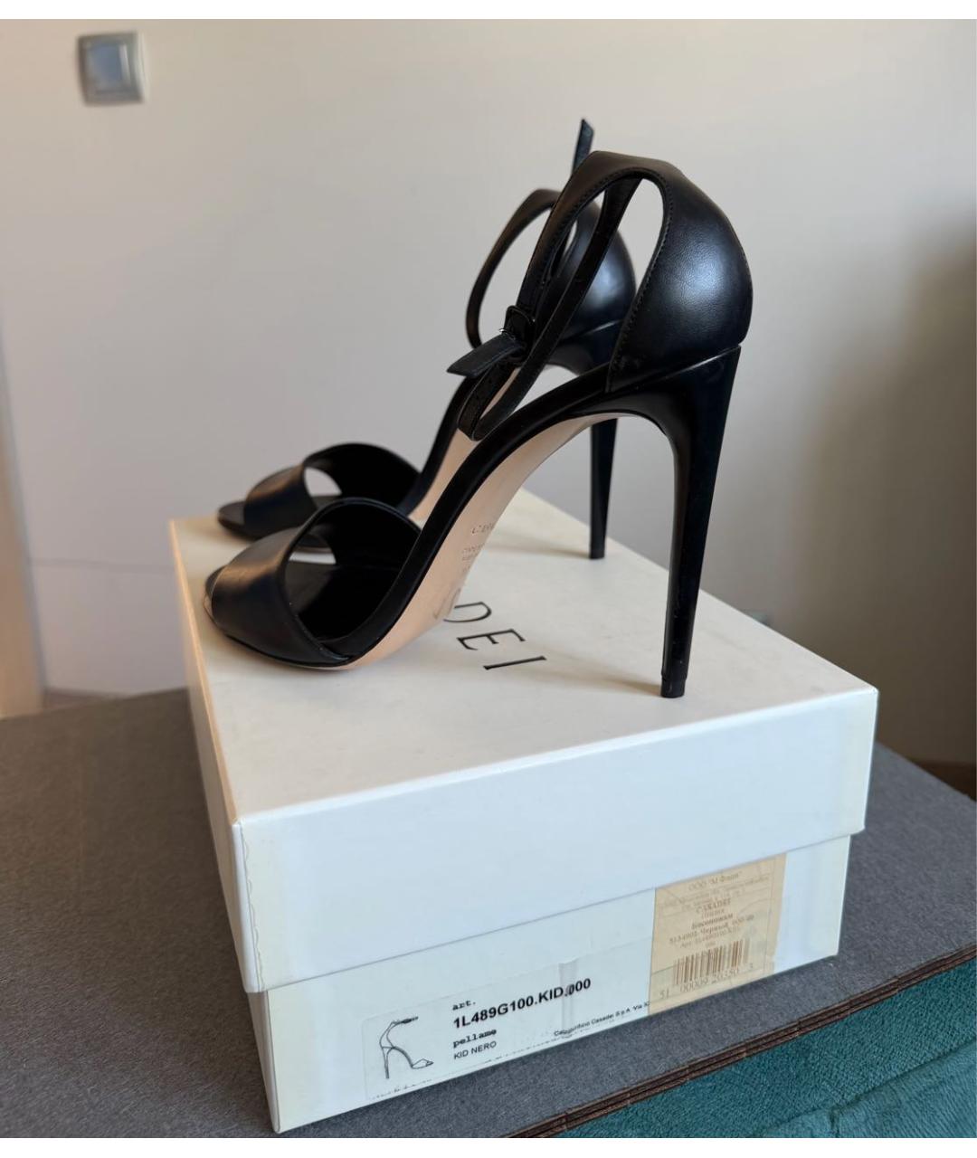 CASADEI Черные кожаные босоножки, фото 3