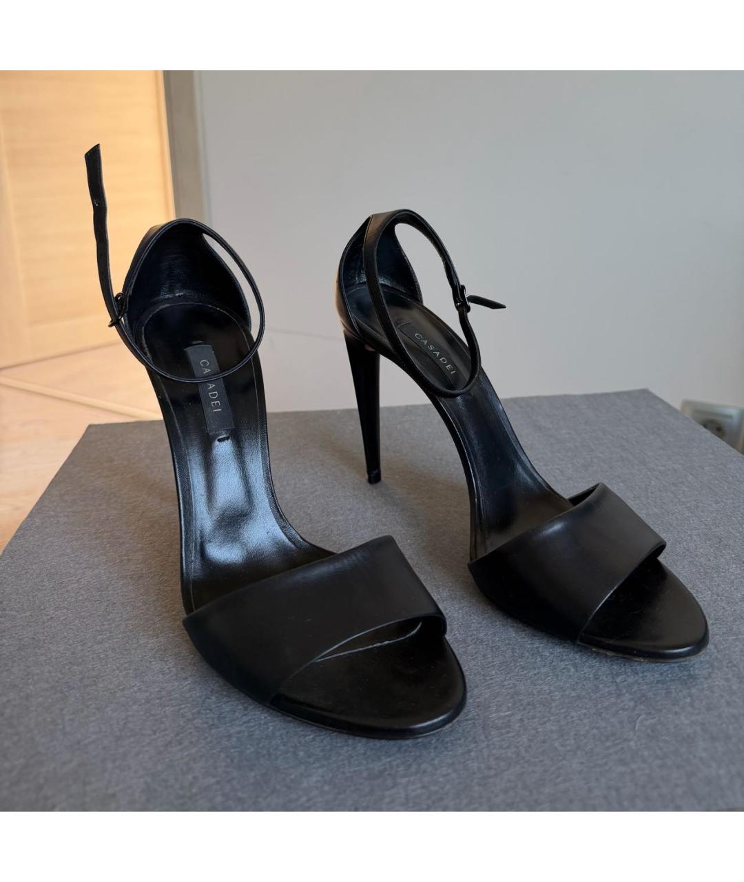CASADEI Черные кожаные босоножки, фото 2