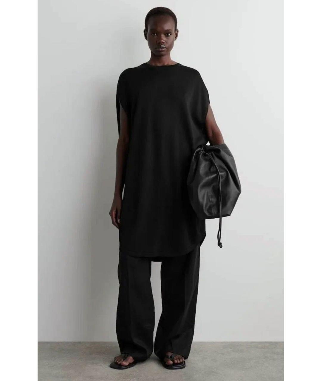 COS Черное вискозное повседневное платье, фото 5