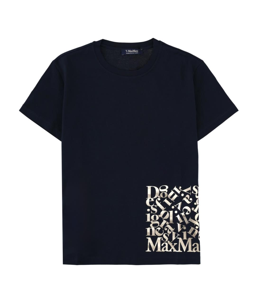 'S MAX MARA Синяя хлопковая футболка, фото 1