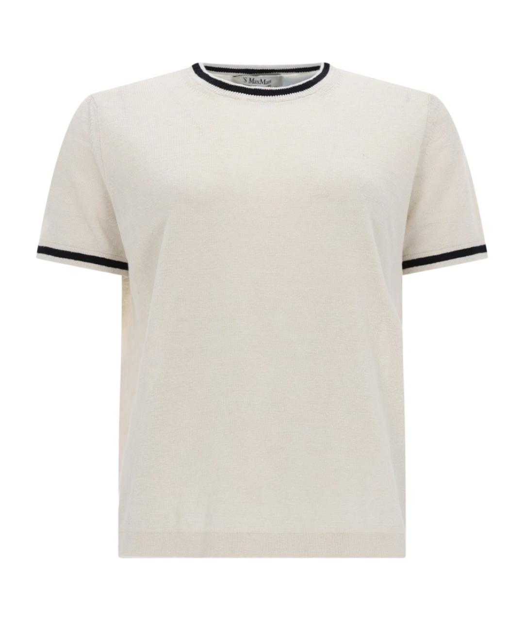 'S MAX MARA Белая льняная футболка, фото 1