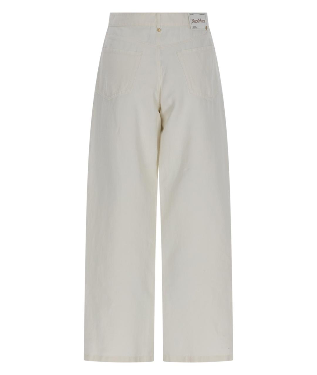 'S MAX MARA Белые хлопковые прямые брюки, фото 2