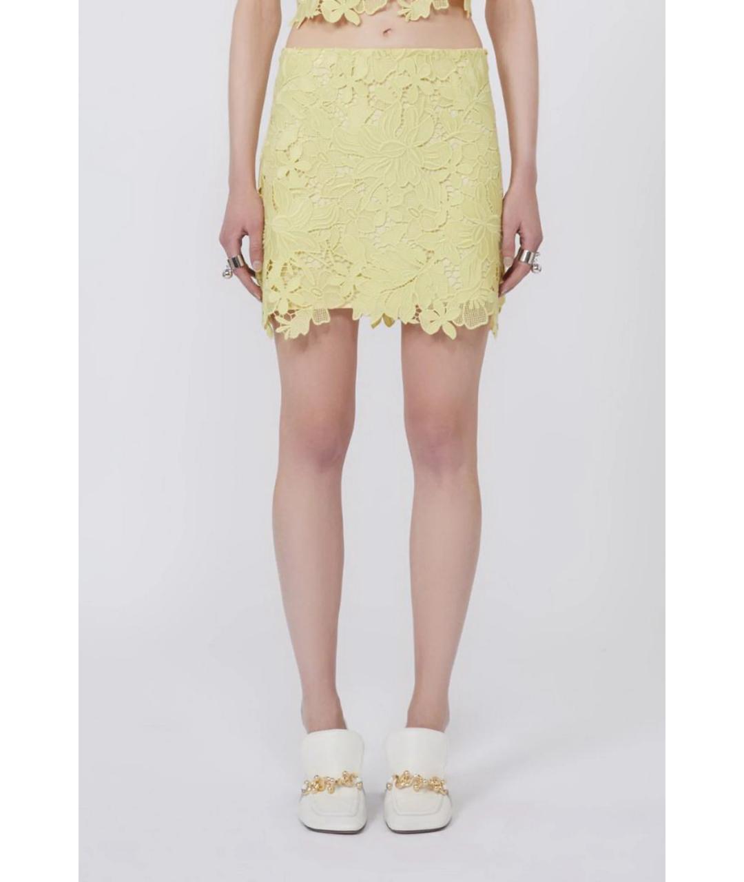 SPORTMAX Желтая хлопковая юбка мини, фото 3