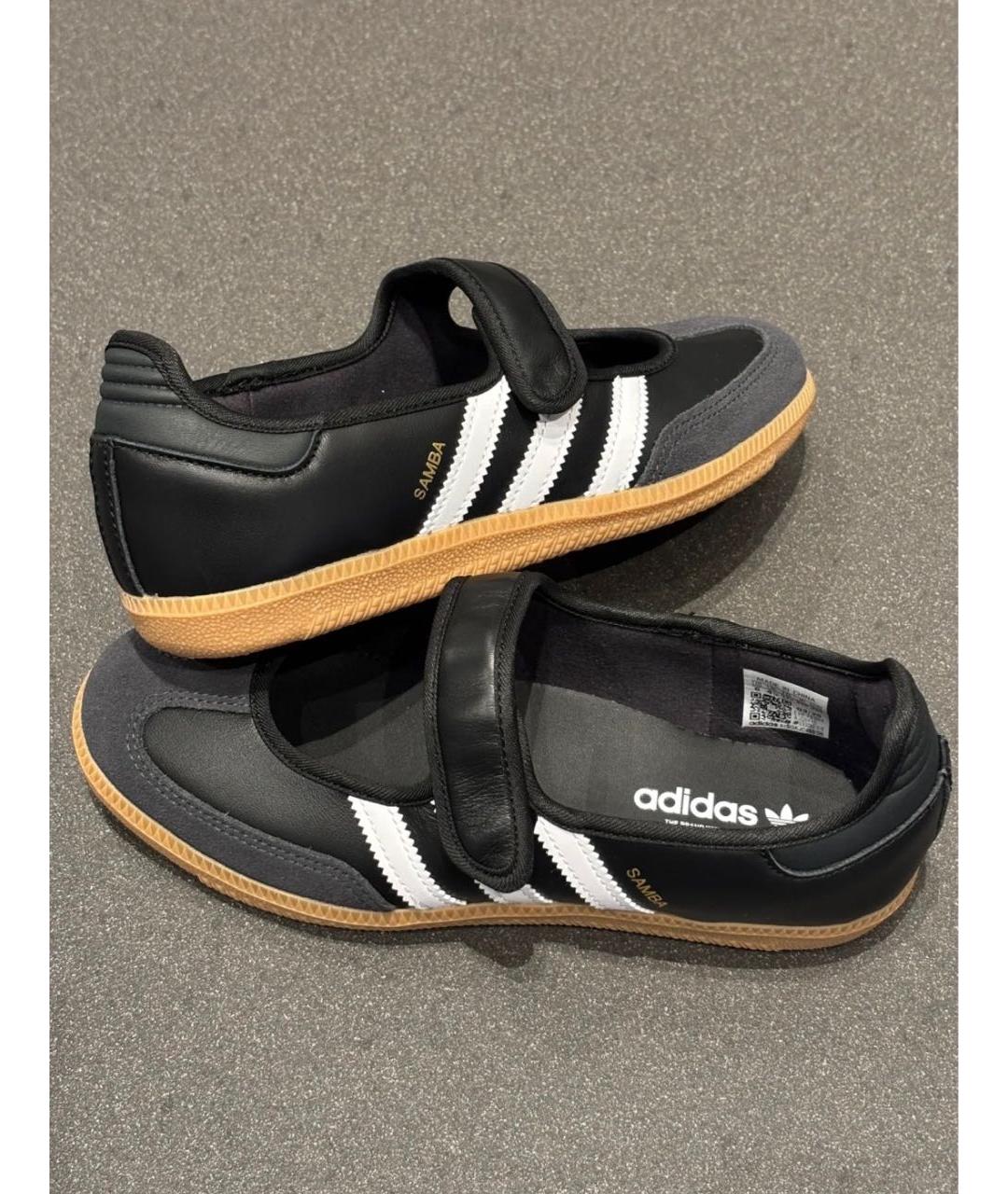 ADIDAS Черные кожаные кроссовки, фото 4