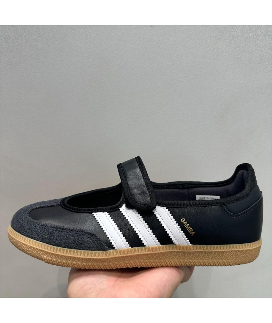 ADIDAS Черные кожаные кроссовки, фото 2