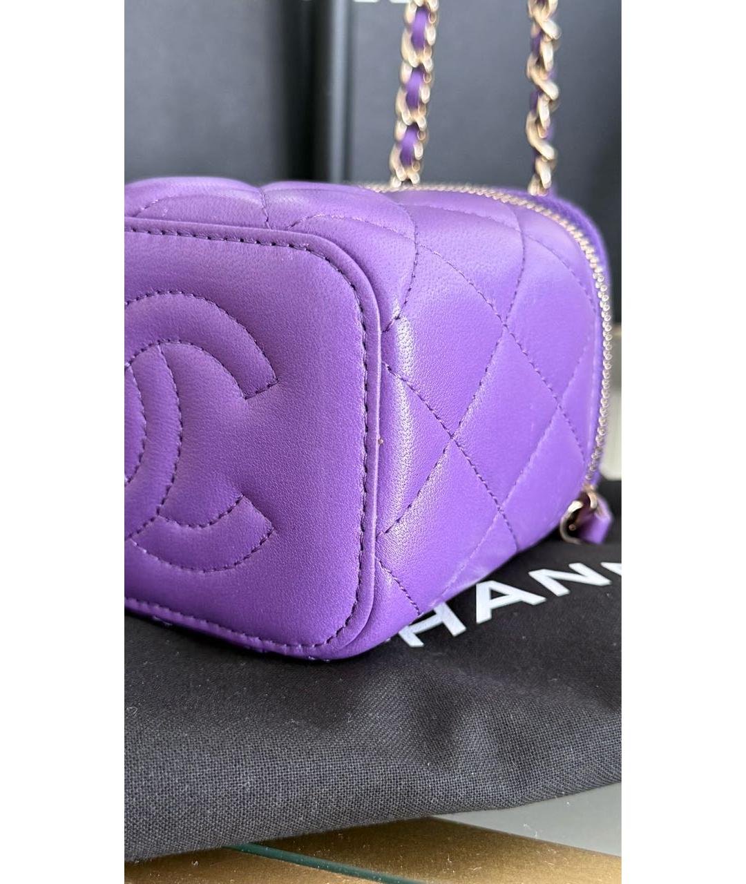 CHANEL Фиолетовая кожаная сумка через плечо, фото 7