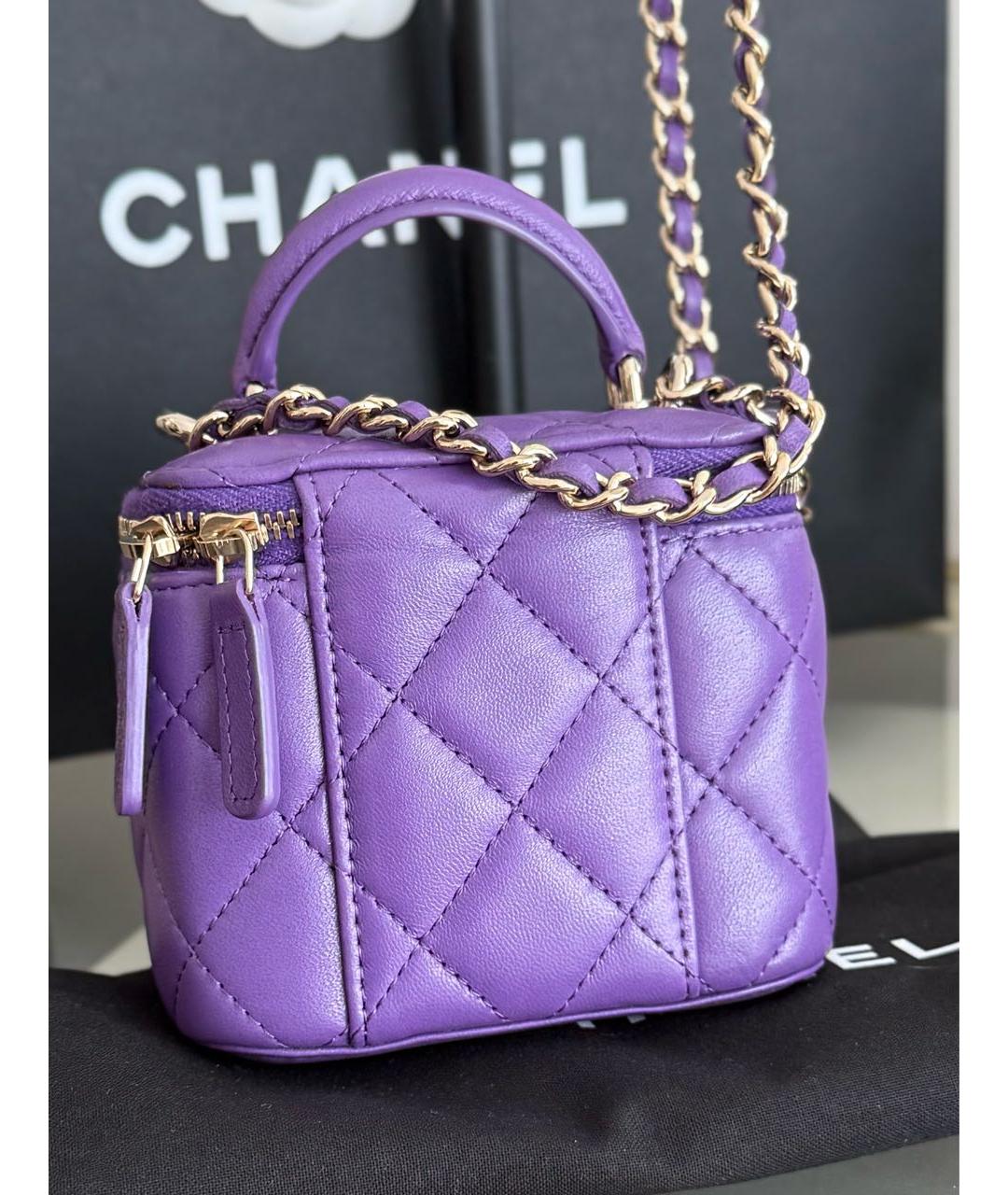 CHANEL Фиолетовая кожаная сумка через плечо, фото 5