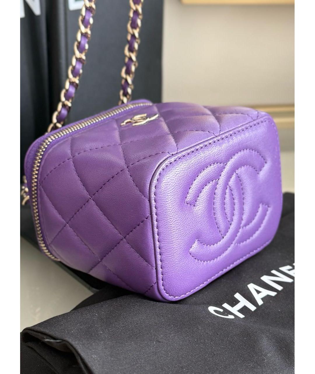 CHANEL Фиолетовая кожаная сумка через плечо, фото 6