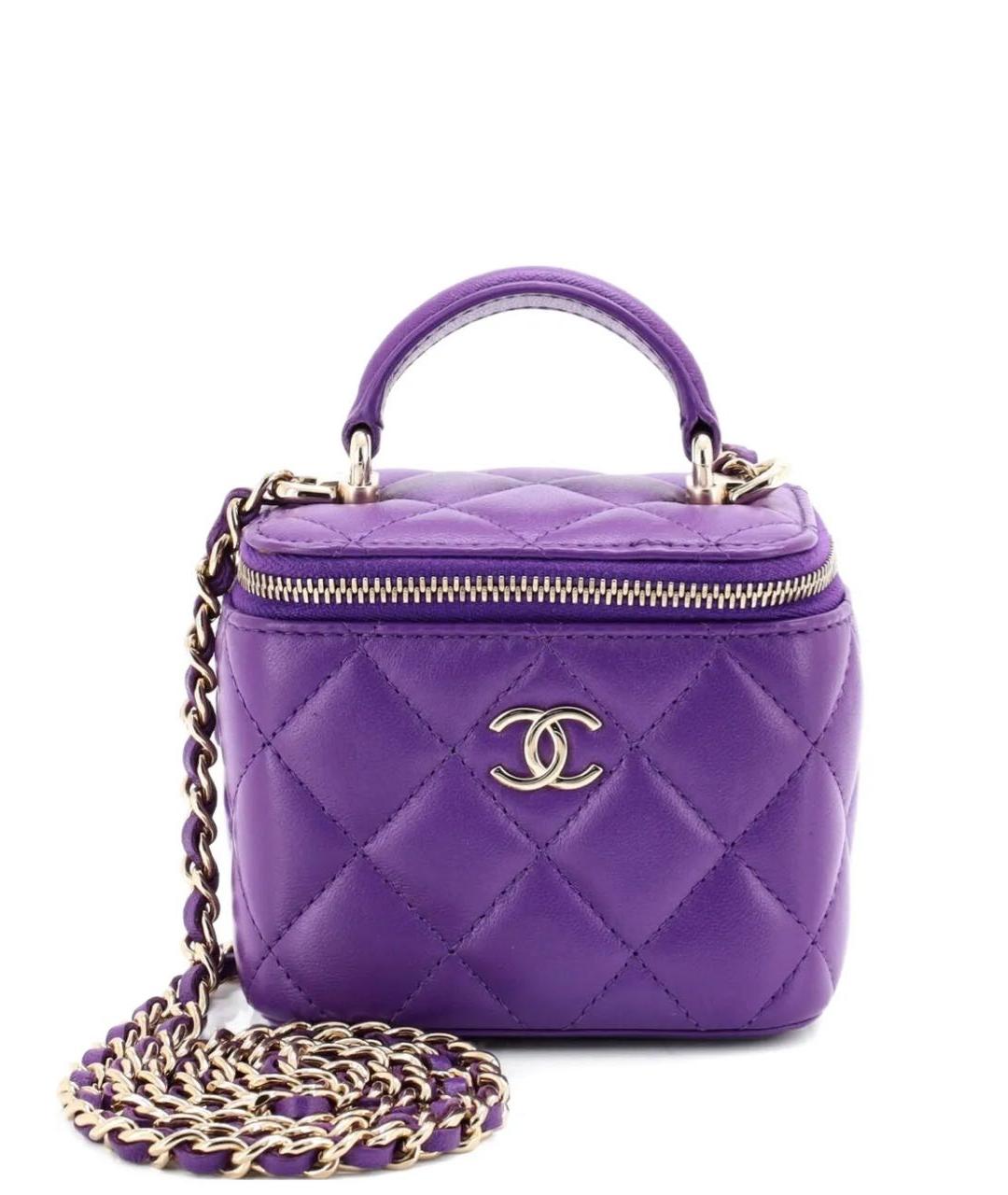 CHANEL Фиолетовая кожаная сумка через плечо, фото 9