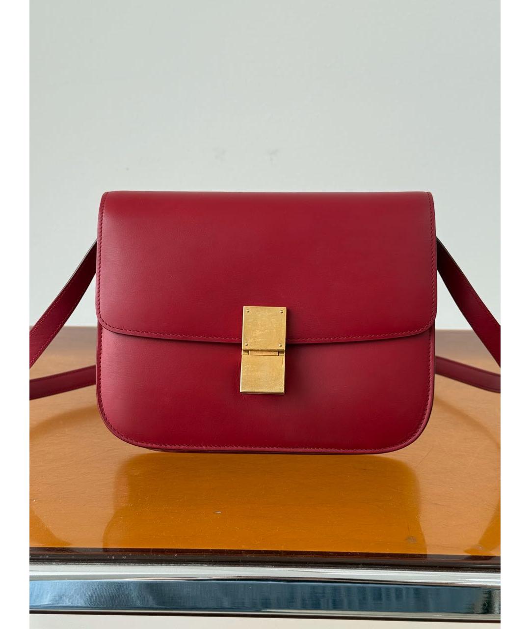 CELINE Красная кожаная сумка через плечо, фото 9