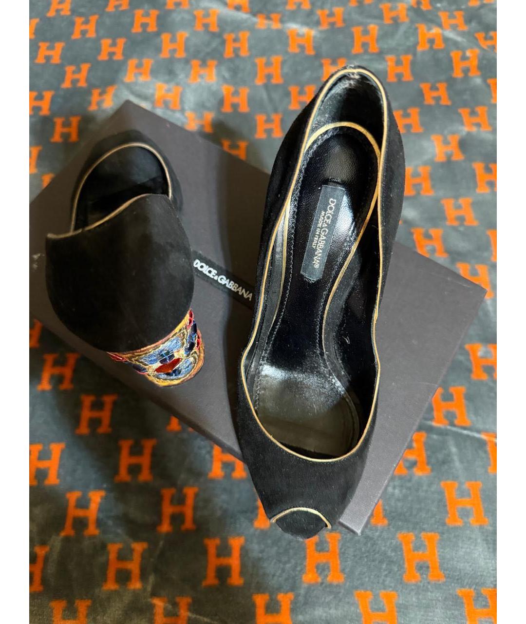 DOLCE&GABBANA Черные бархатные туфли, фото 2