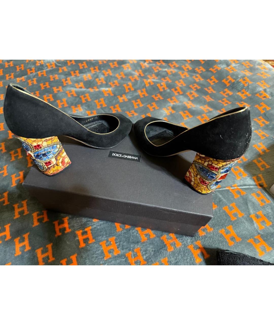 DOLCE&GABBANA Черные бархатные туфли, фото 3