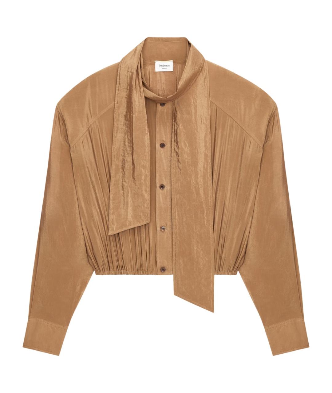 SAINT LAURENT Коричневая полиэстеровая блузы, фото 1