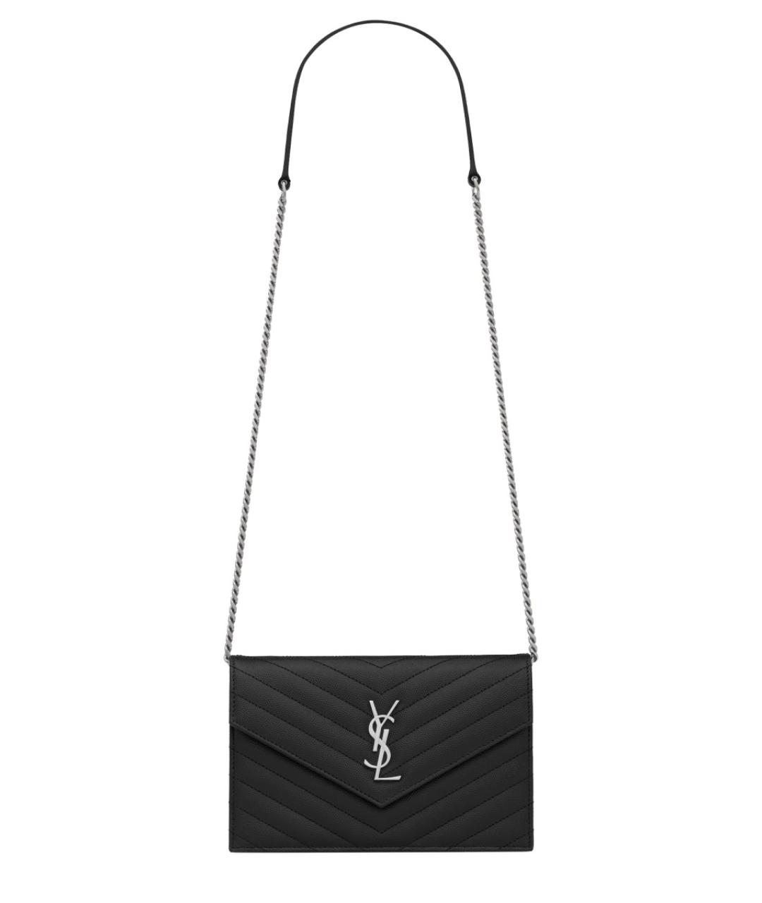 SAINT LAURENT Черная кожаная сумка через плечо, фото 1