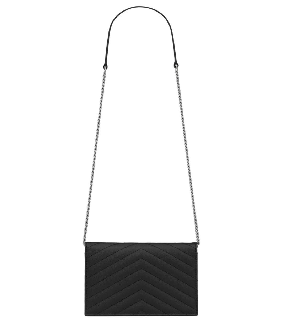 SAINT LAURENT Черная кожаная сумка через плечо, фото 2