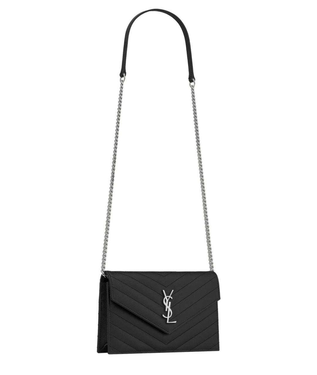 SAINT LAURENT Черная кожаная сумка через плечо, фото 3