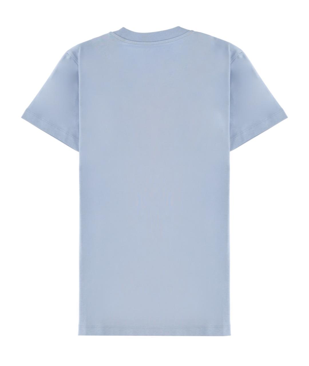 MONCLER Голубая хлопковая футболка, фото 2