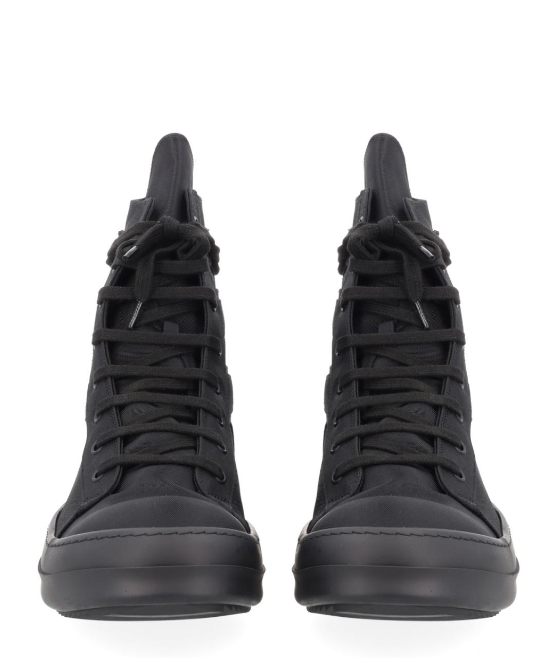 RICK OWENS DRKSHDW Черные текстильные высокие кроссовки / кеды, фото 3