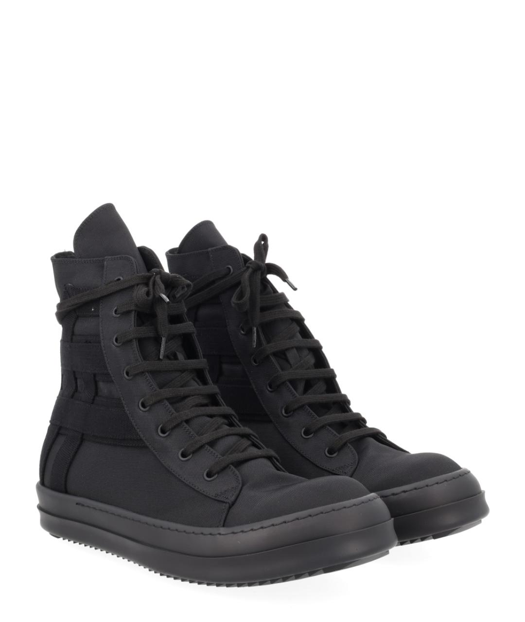 RICK OWENS DRKSHDW Черные текстильные высокие кроссовки / кеды, фото 2
