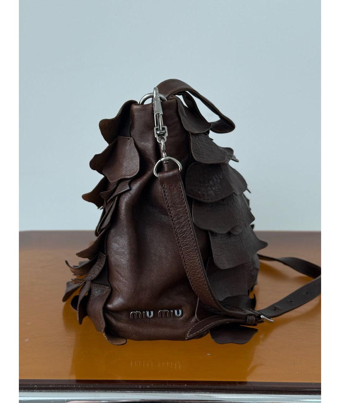 MIU MIU Коричневая кожаная сумка через плечо, фото 2