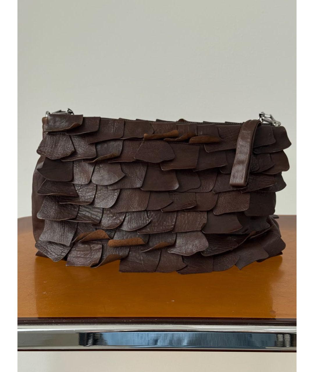 MIU MIU Коричневая кожаная сумка через плечо, фото 6