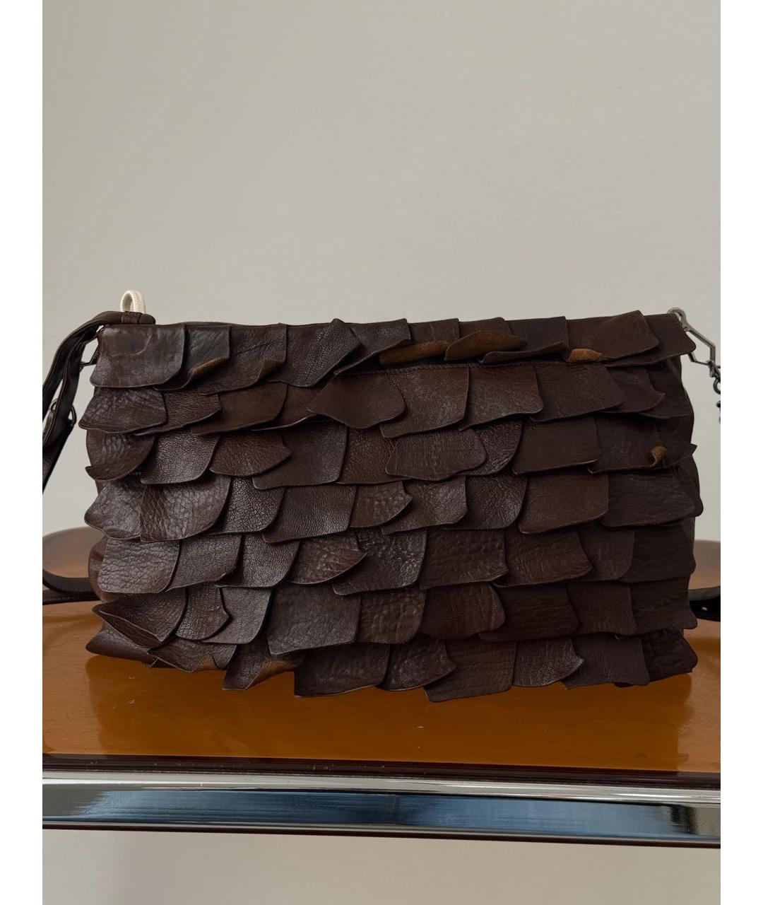 MIU MIU Коричневая кожаная сумка через плечо, фото 9
