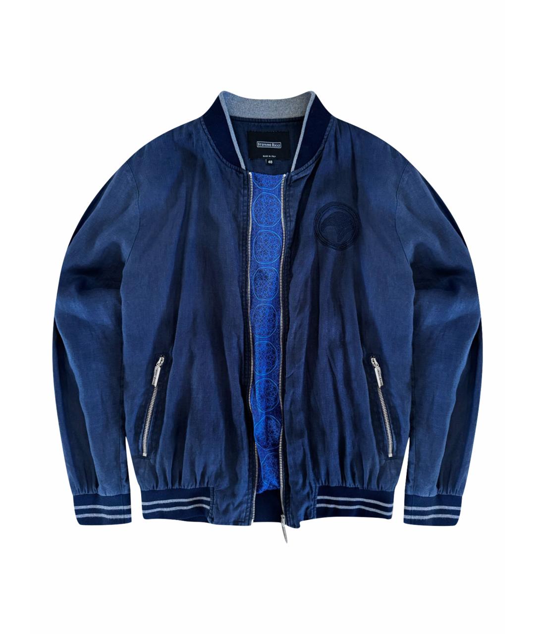 STEFANO RICCI Темно-синяя льняная куртка, фото 1