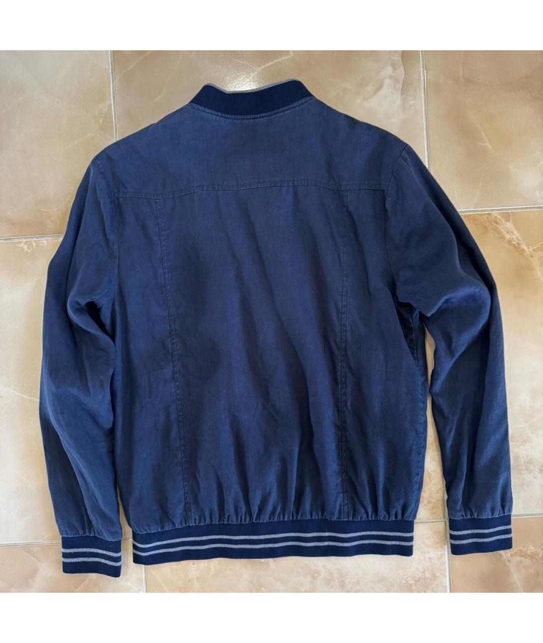 STEFANO RICCI Темно-синяя льняная куртка, фото 2