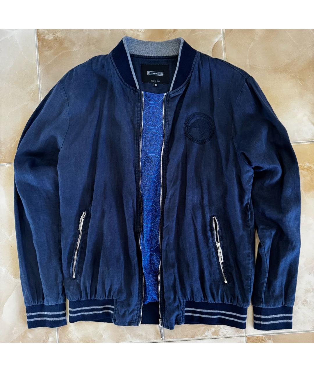 STEFANO RICCI Темно-синяя льняная куртка, фото 8