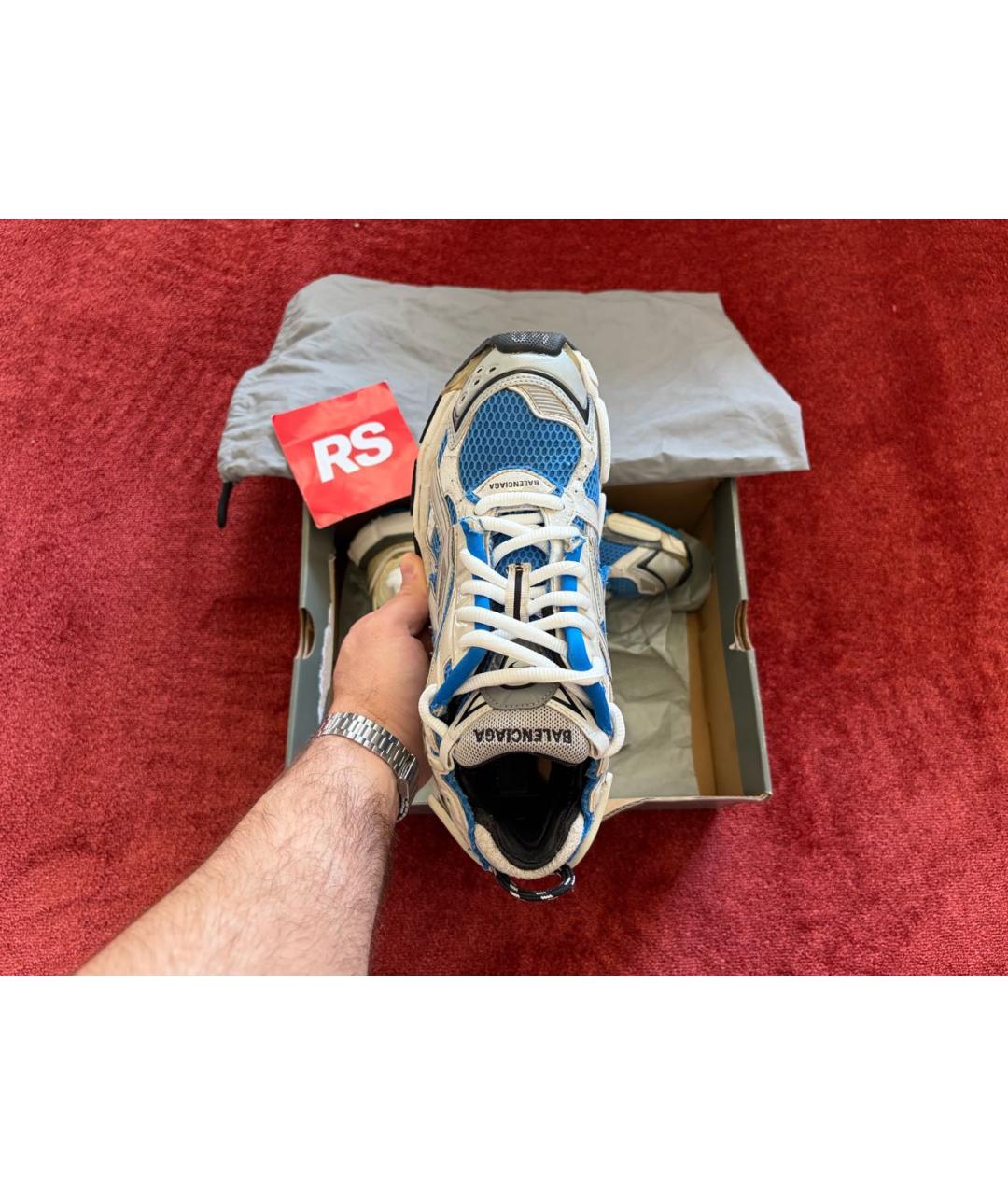 BALENCIAGA Голубые низкие кроссовки / кеды из искусственной кожи, фото 3