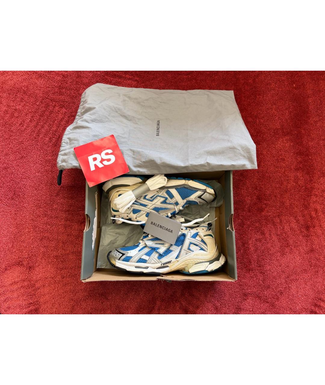 BALENCIAGA Голубые низкие кроссовки / кеды из искусственной кожи, фото 8