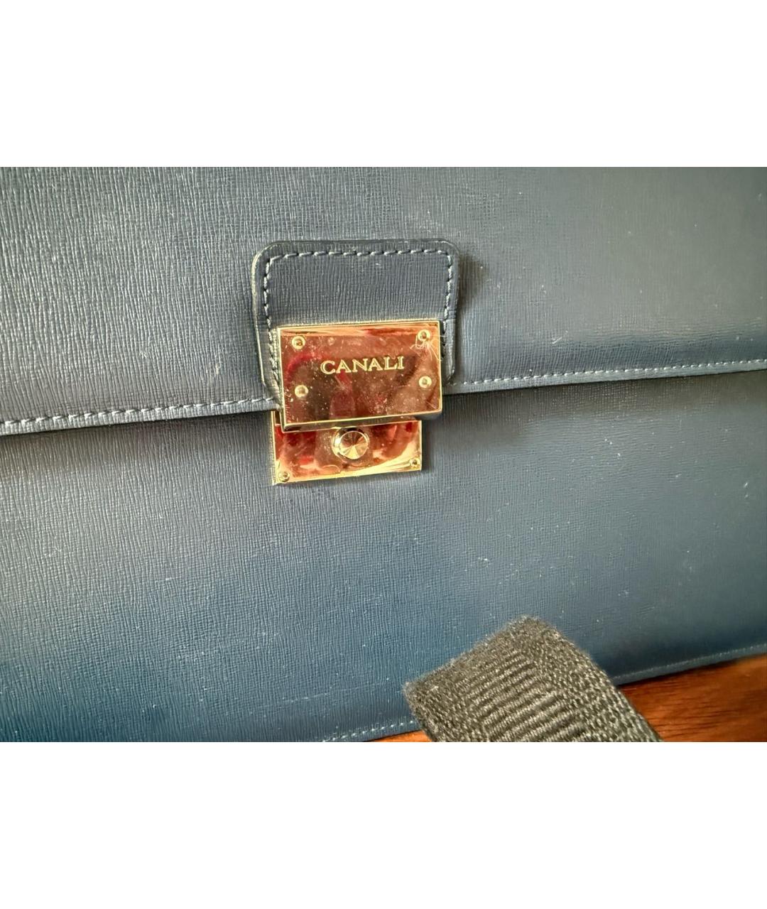 CANALI Синий кожаный портфель, фото 2