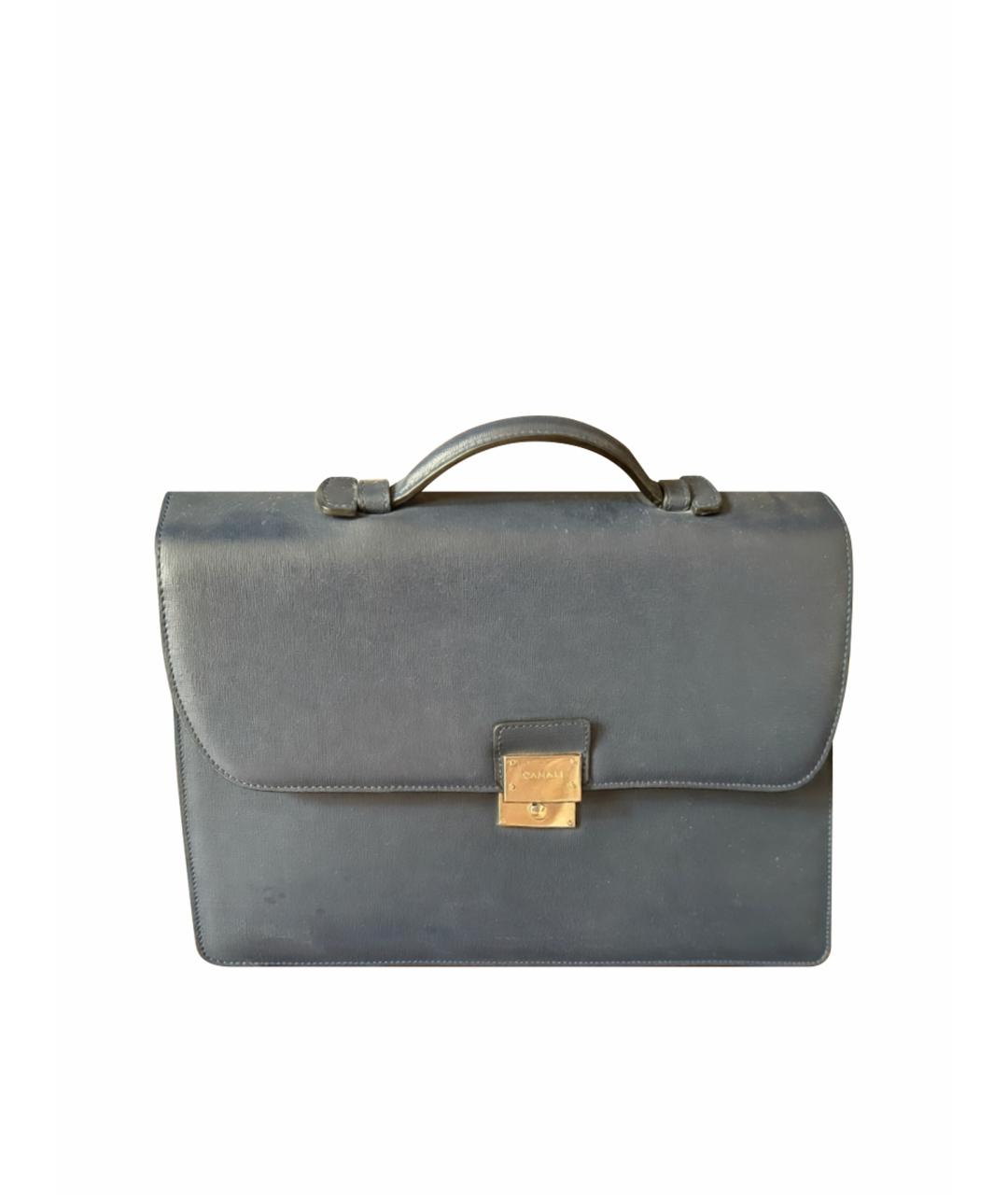 CANALI Синий кожаный портфель, фото 1