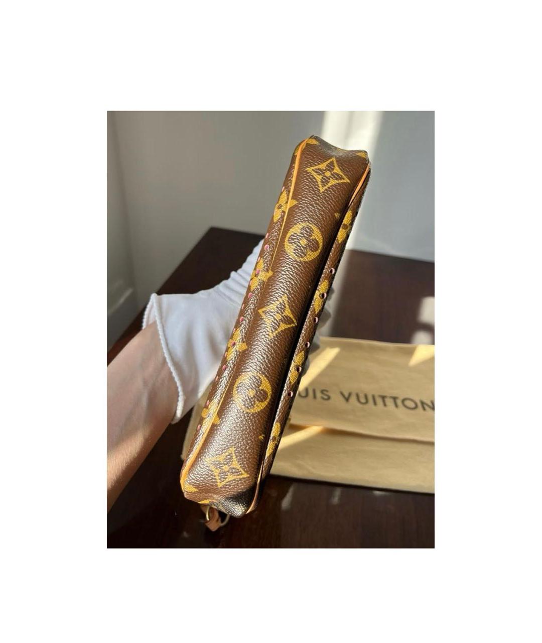 LOUIS VUITTON Коричневая кожаная сумка с короткими ручками, фото 5