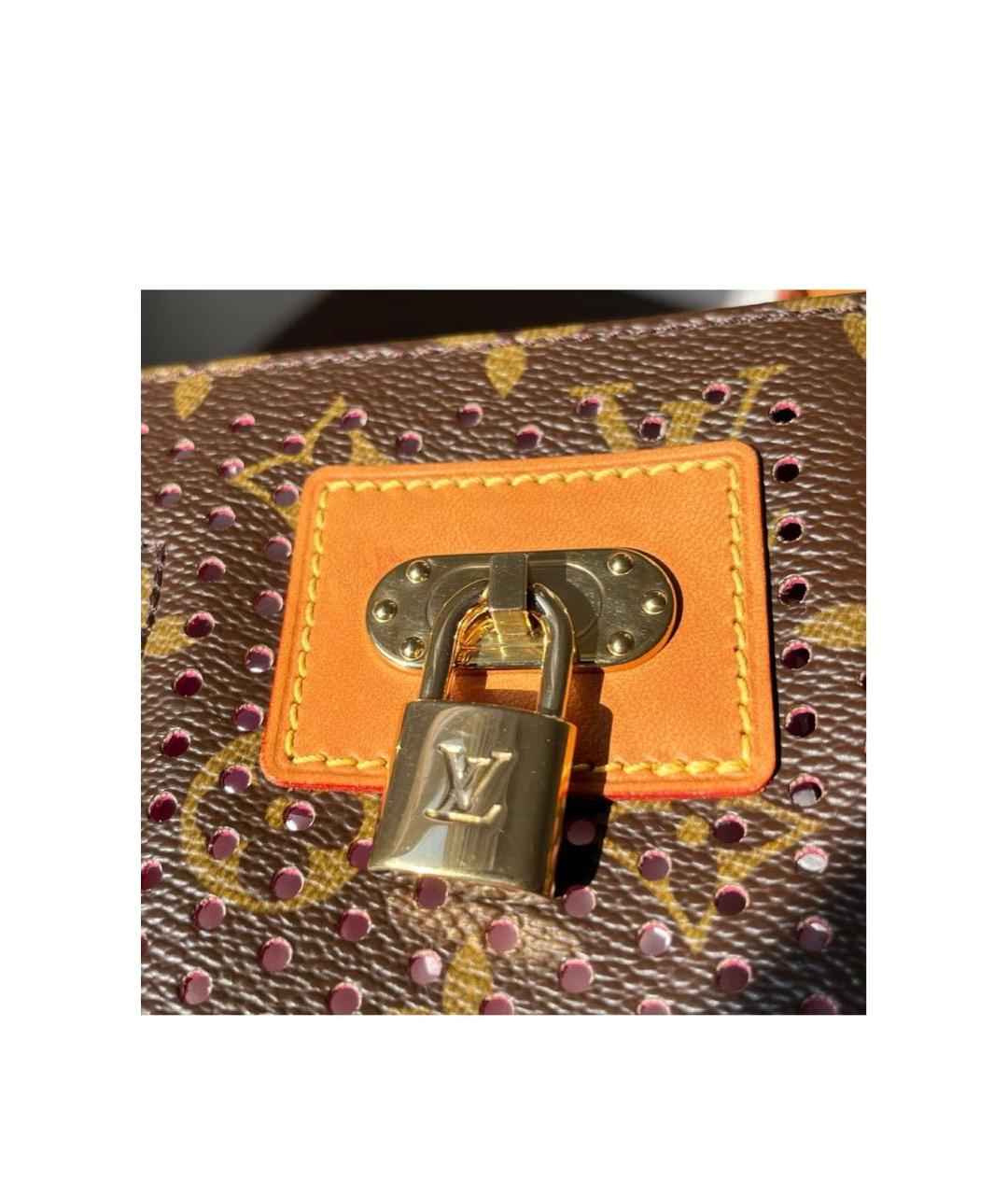 LOUIS VUITTON Коричневая кожаная сумка с короткими ручками, фото 8