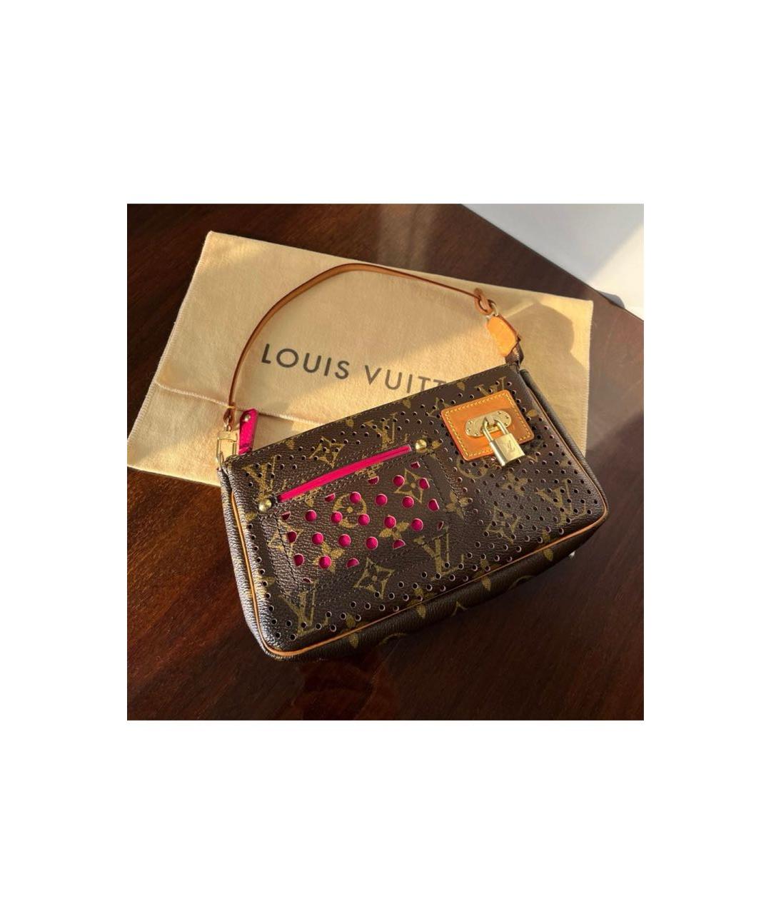 LOUIS VUITTON Коричневая кожаная сумка с короткими ручками, фото 2