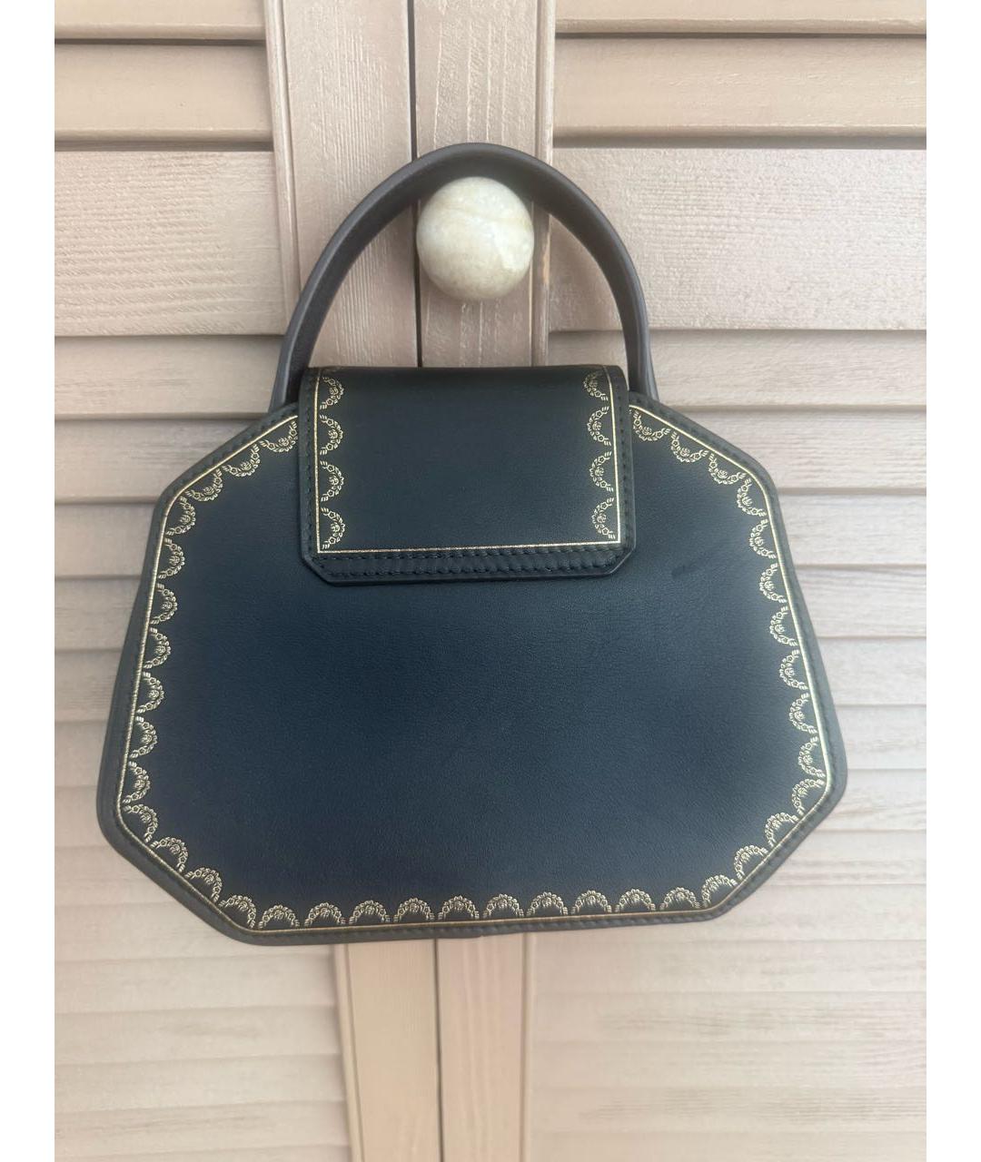 CARTIER Черная кожаная сумка с короткими ручками, фото 2