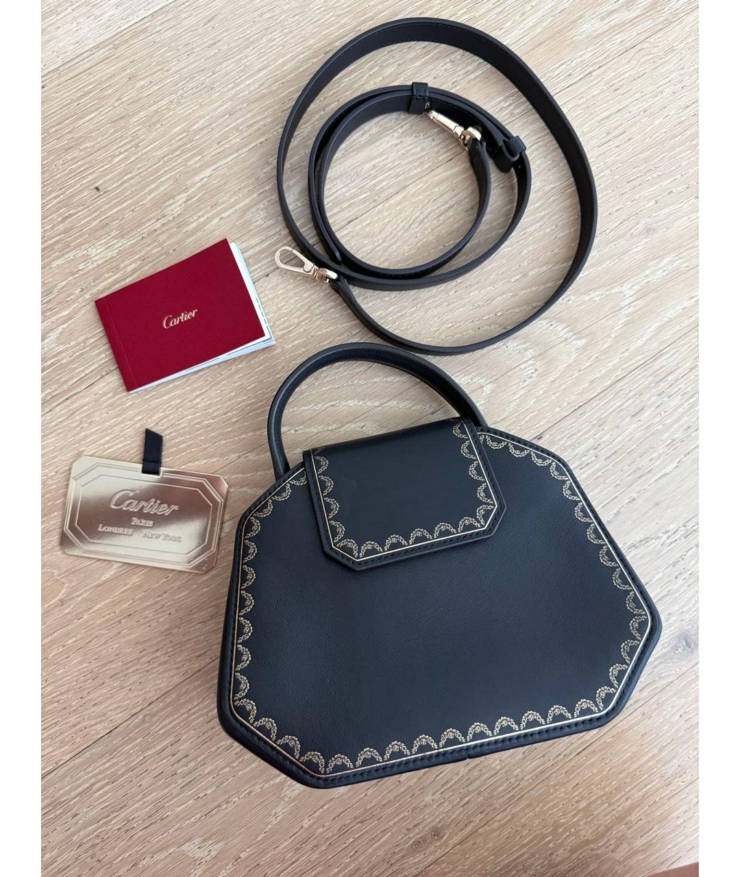 CARTIER Черная кожаная сумка с короткими ручками, фото 4