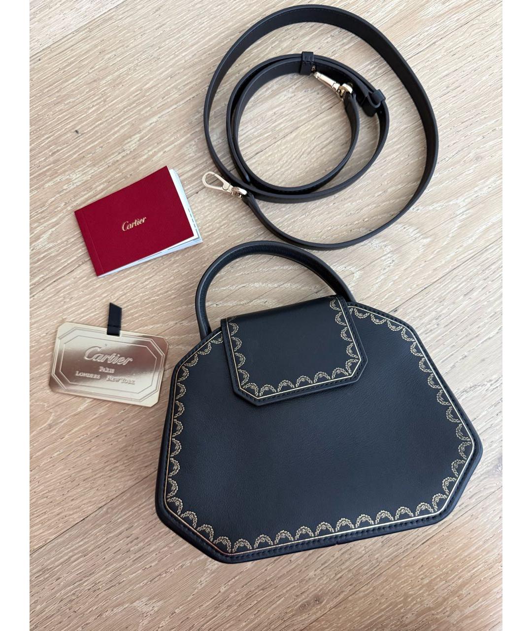 CARTIER Черная кожаная сумка с короткими ручками, фото 3