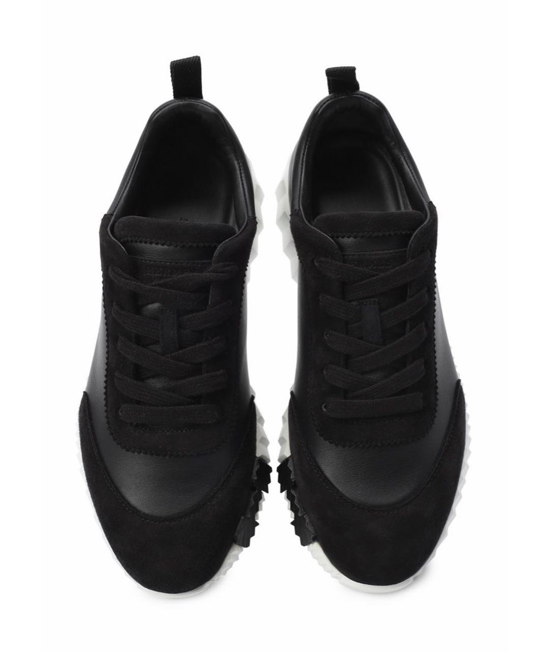 HERMES Черные кожаные кроссовки, фото 3