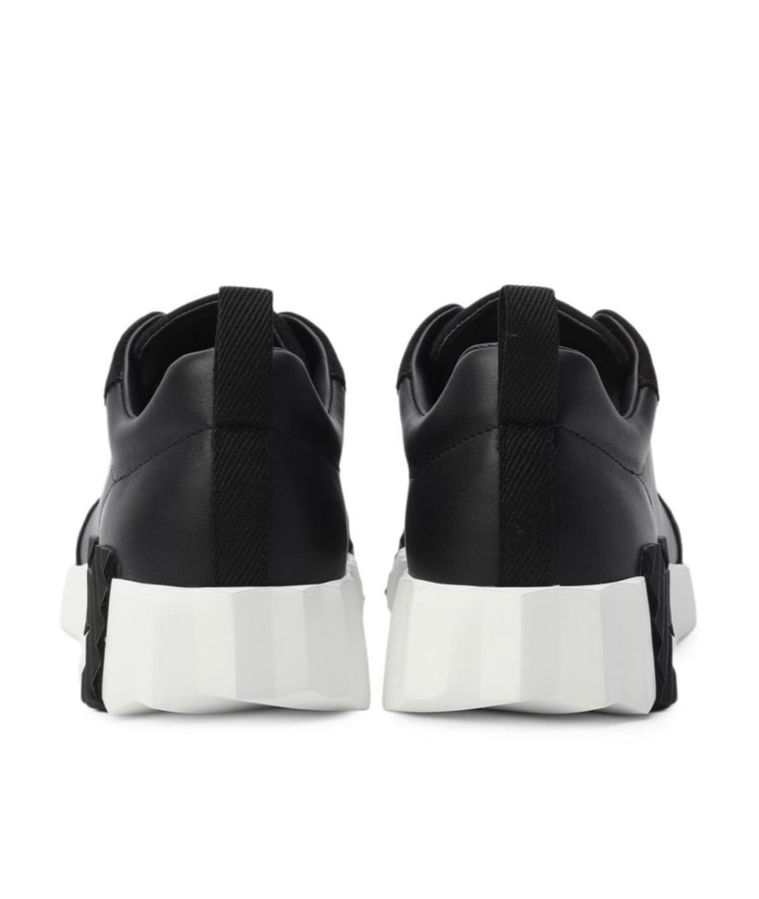 HERMES Черные кожаные кроссовки, фото 4