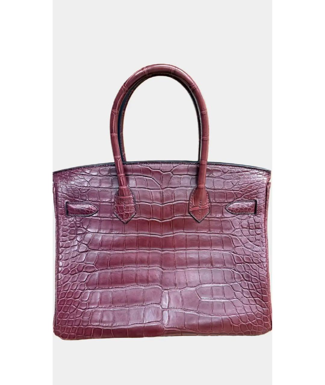 HERMES Бордовая сумка с короткими ручками из экзотической кожи, фото 2
